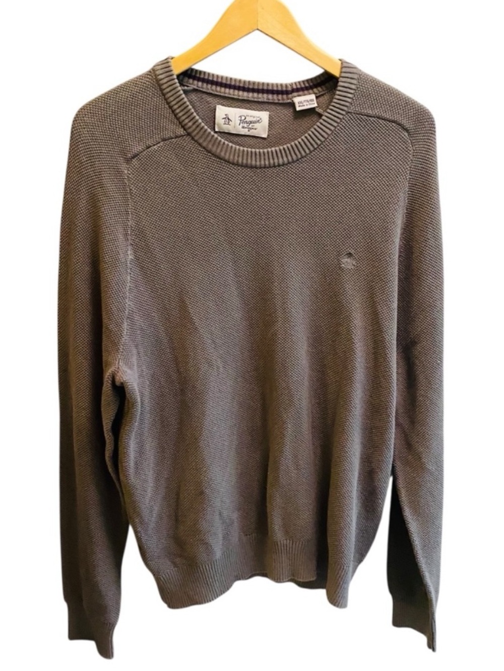 AN ORIGINAL PENGUIN Gray Waffle Knit Pullover
